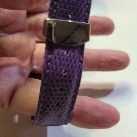 Croton Womens Split Screen 2 Time Zones Purple Lizard Band W/box main image 4